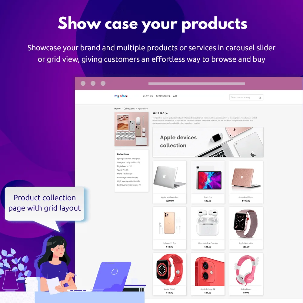 Showcase product collections in grid layout Showcase product collections in grid layout