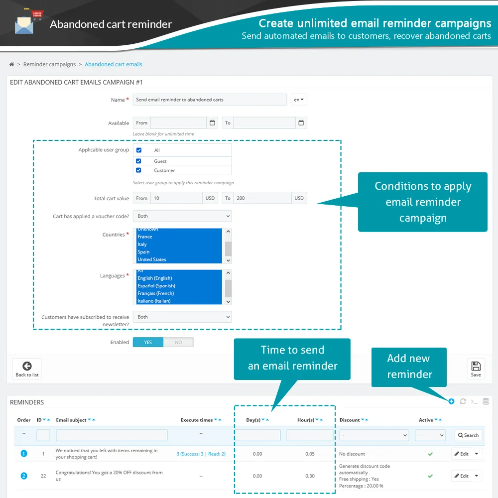 Giới thiệu mô-đun PrestaShop nhắc nhở giỏ hàng bỏ quên