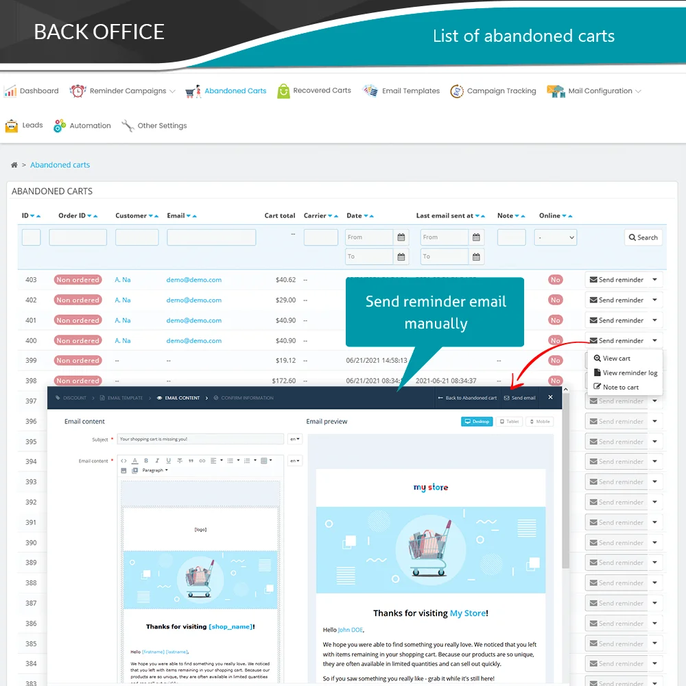 Giới thiệu mô-đun PrestaShop nhắc nhở giỏ hàng bỏ quên