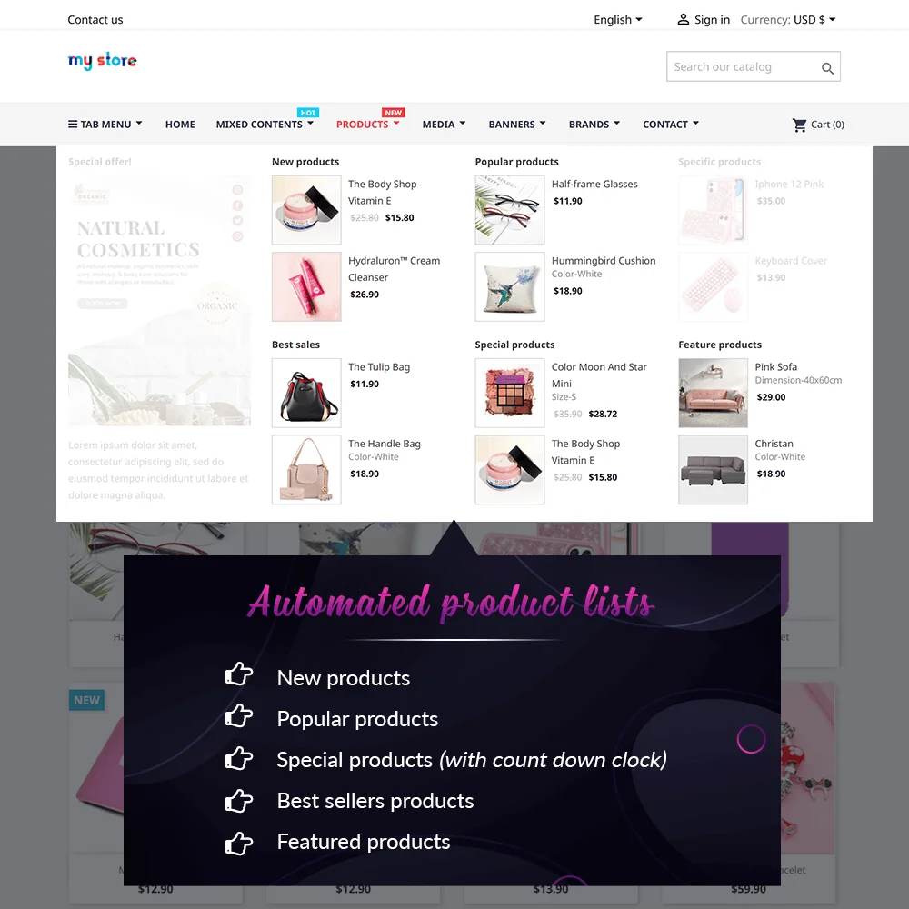 Introduce PrestaShop mega menu module