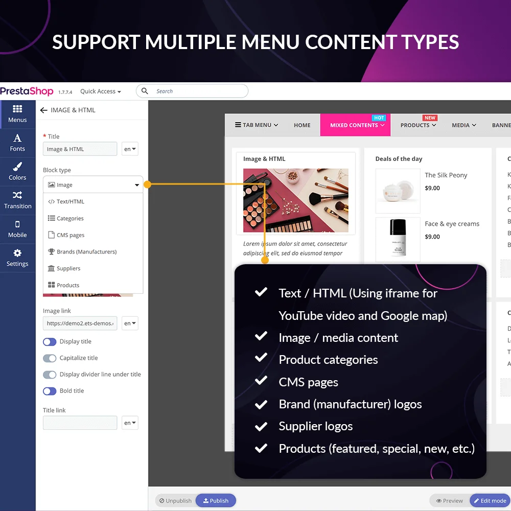 Introduce PrestaShop mega menu module