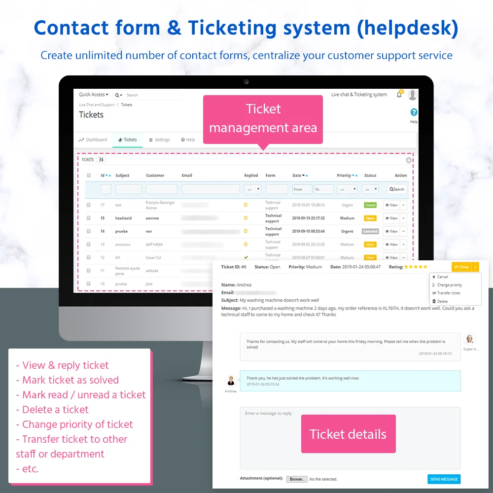 Contact form and ticket system Contact form and ticket system
