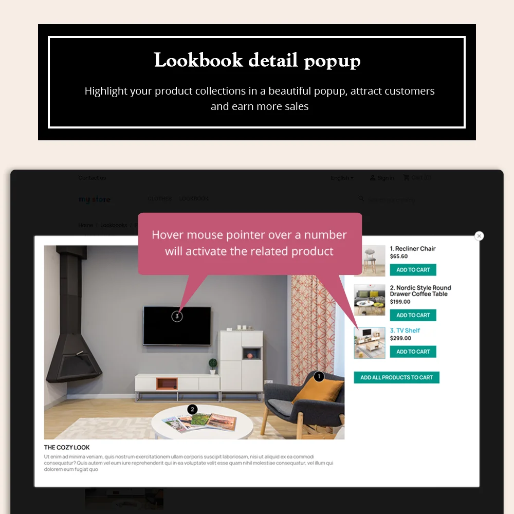 Lookbook detail popup