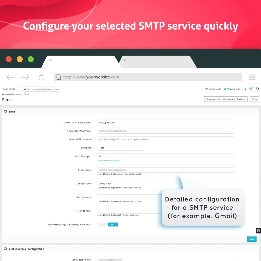 Présentez le module de configuration des emails PrestaShop