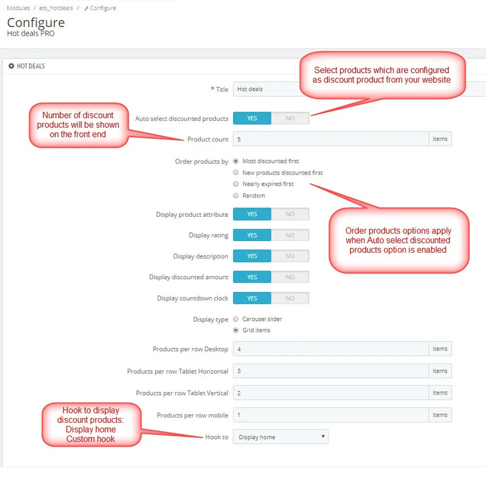 Hot deals PRO – Special products slider with countdown module