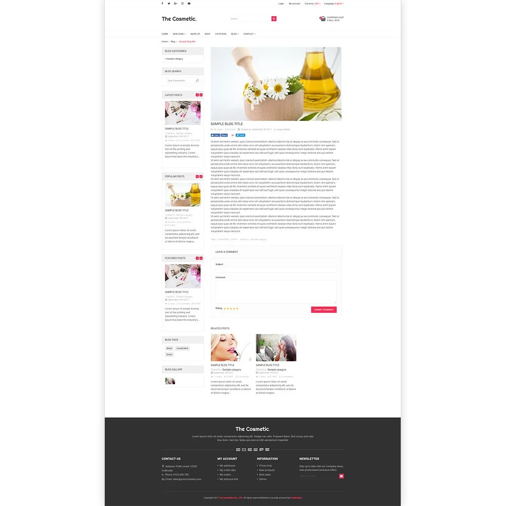 The Cosmetics – Beauty, health and cosmetic store template