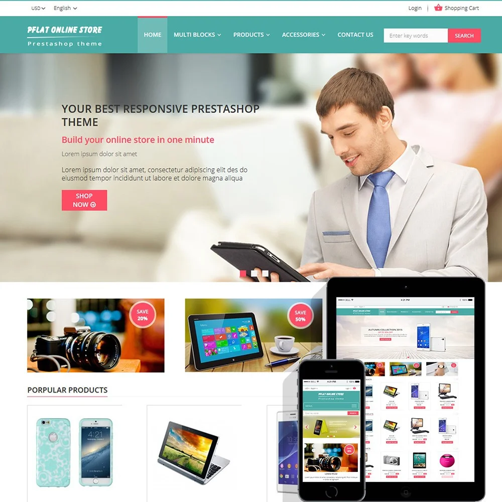 Pflat – Flat and responsive Prestashop free theme Pflat – Flat and responsive Prestashop free theme