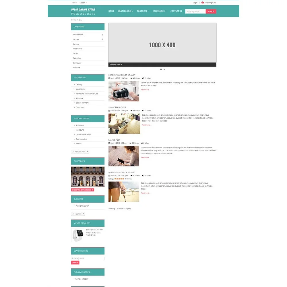 Pflat – Flat and responsive Prestashop free theme