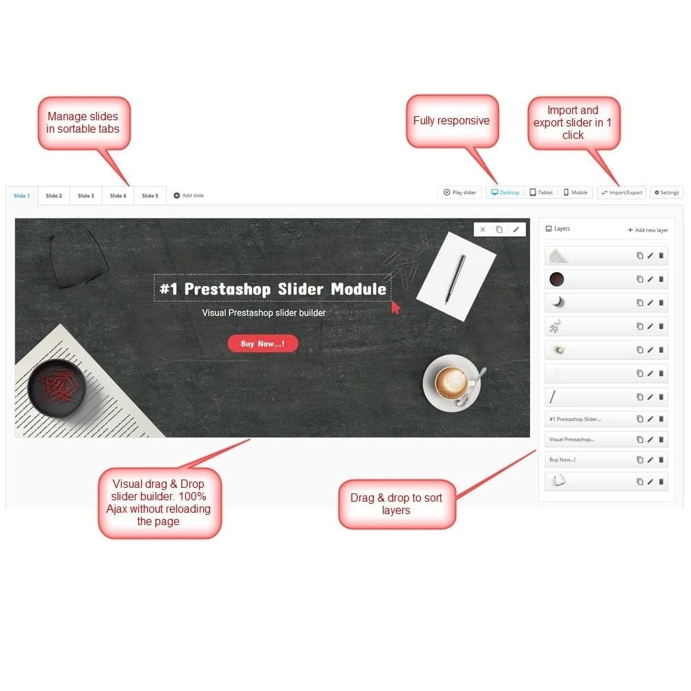 Key features of PrestaShop layered slider module