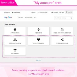 "My account" area on the frontend