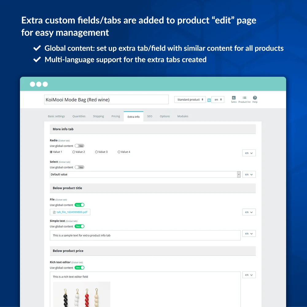 Introduce PrestaShop product custom field module