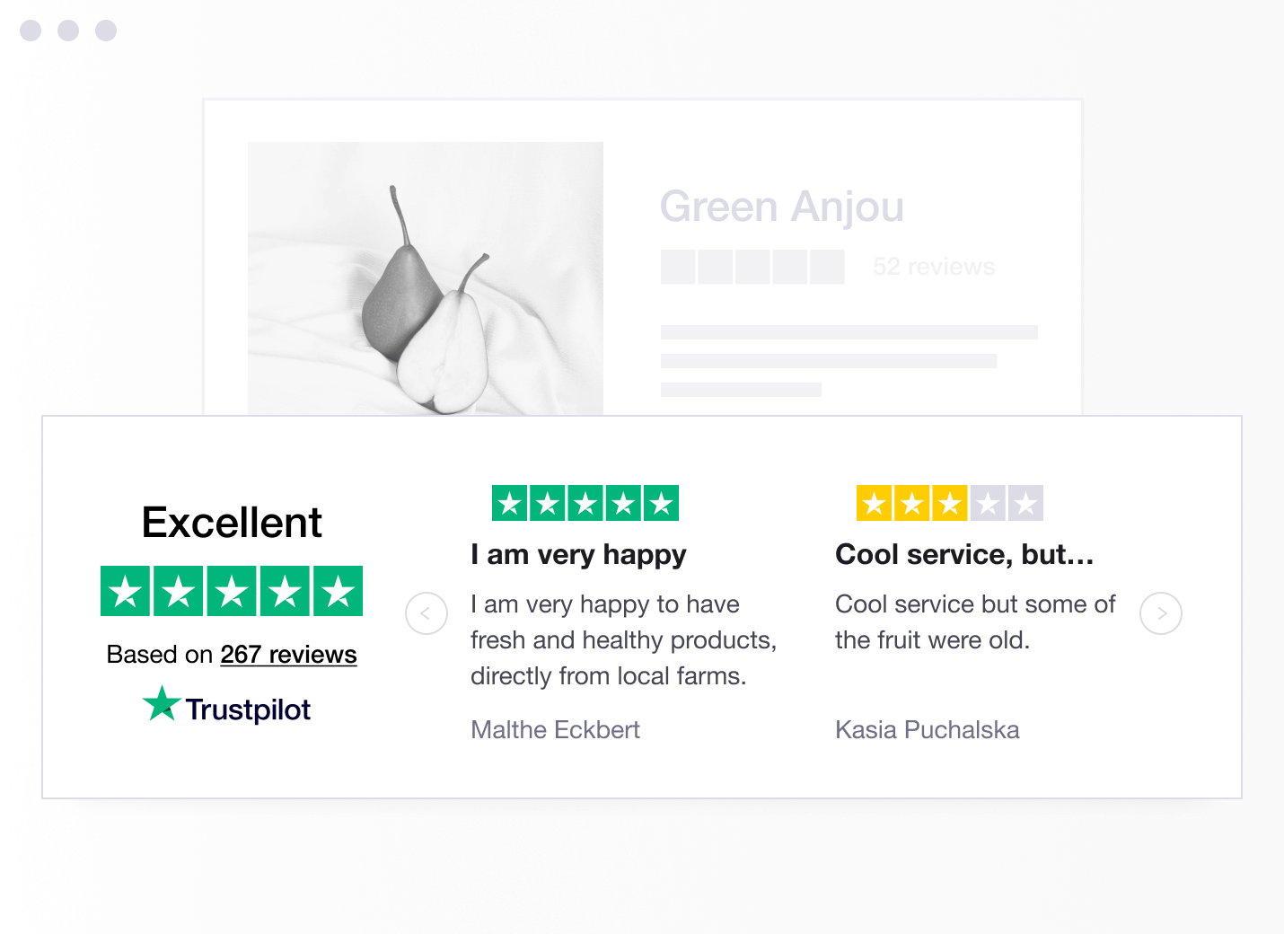 Trustpilot - customer reviews with different rating