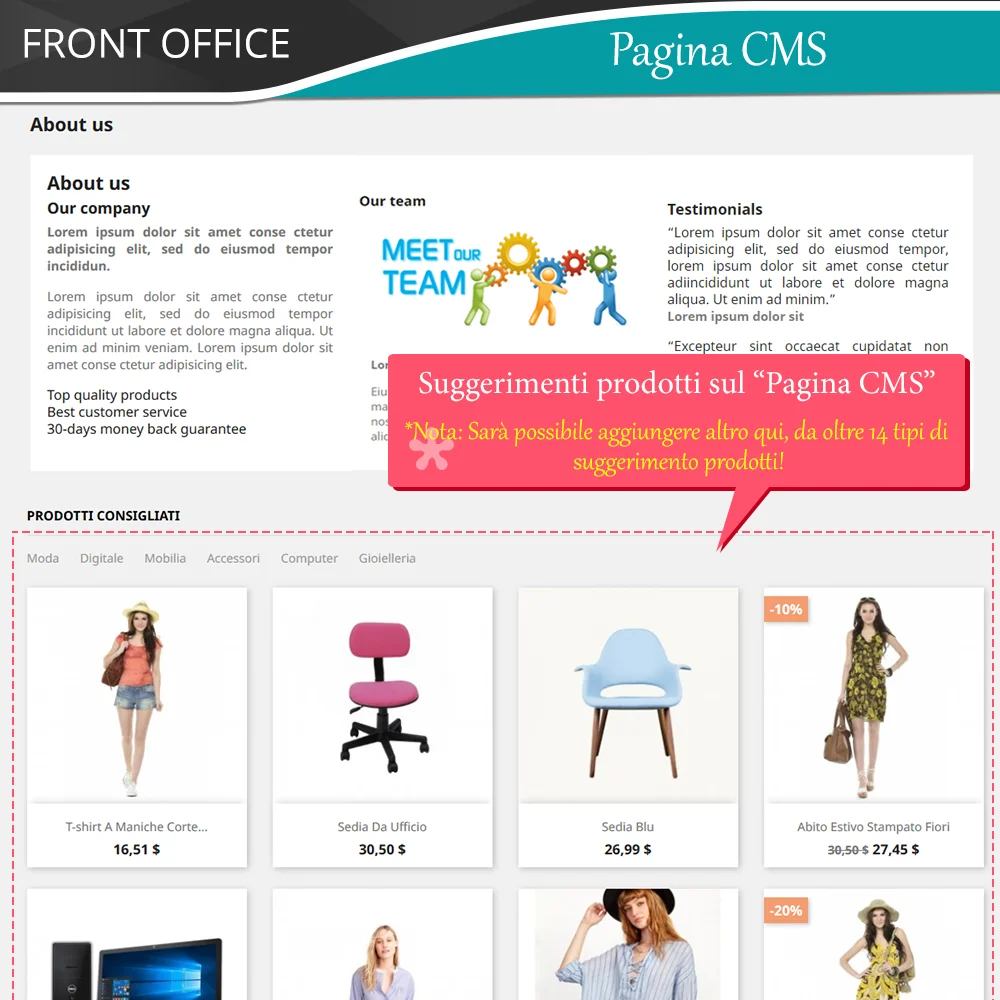 Presenta il modulo di cross-selling di PrestaShop