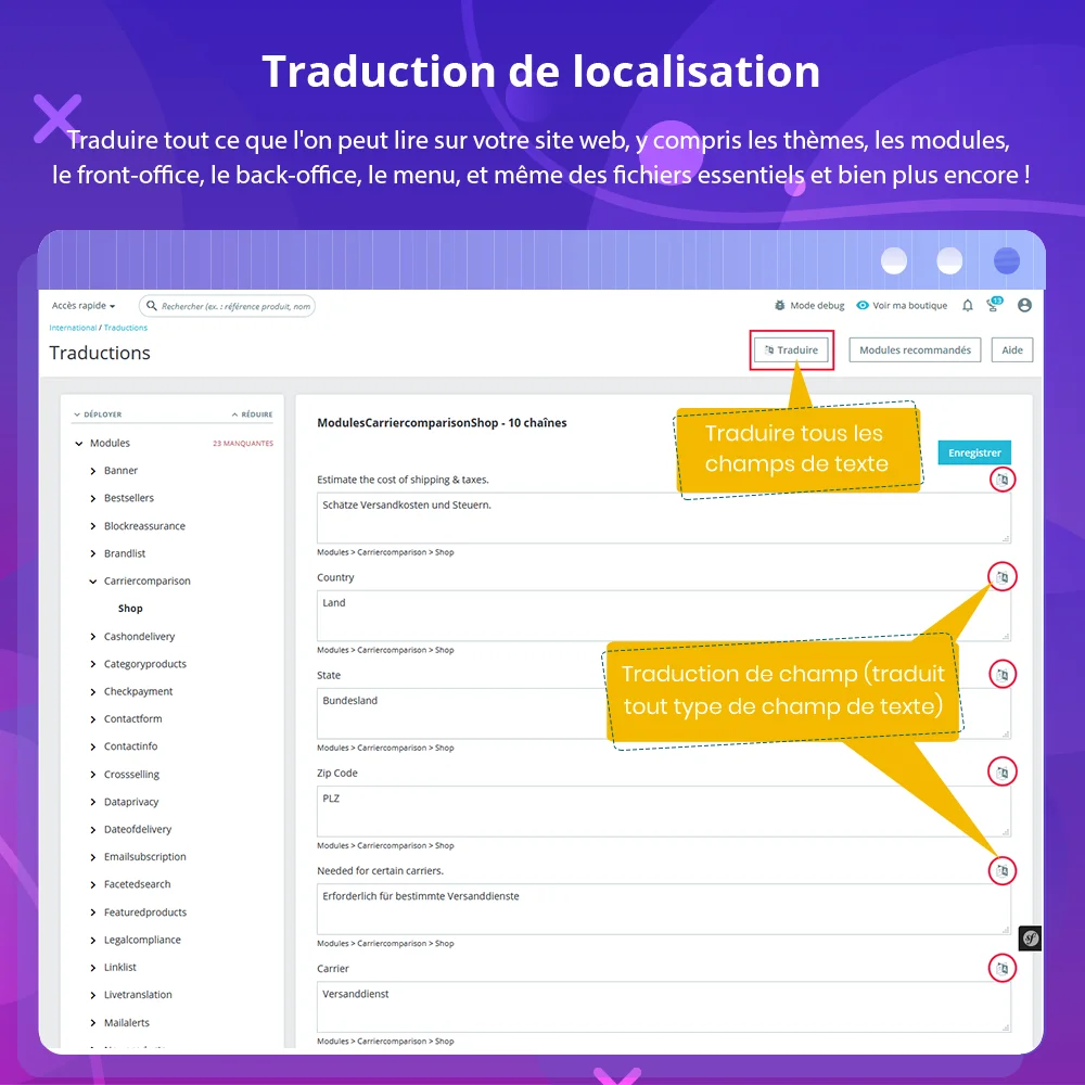 Présentez le module de traduction automatisée de PrestaShop
