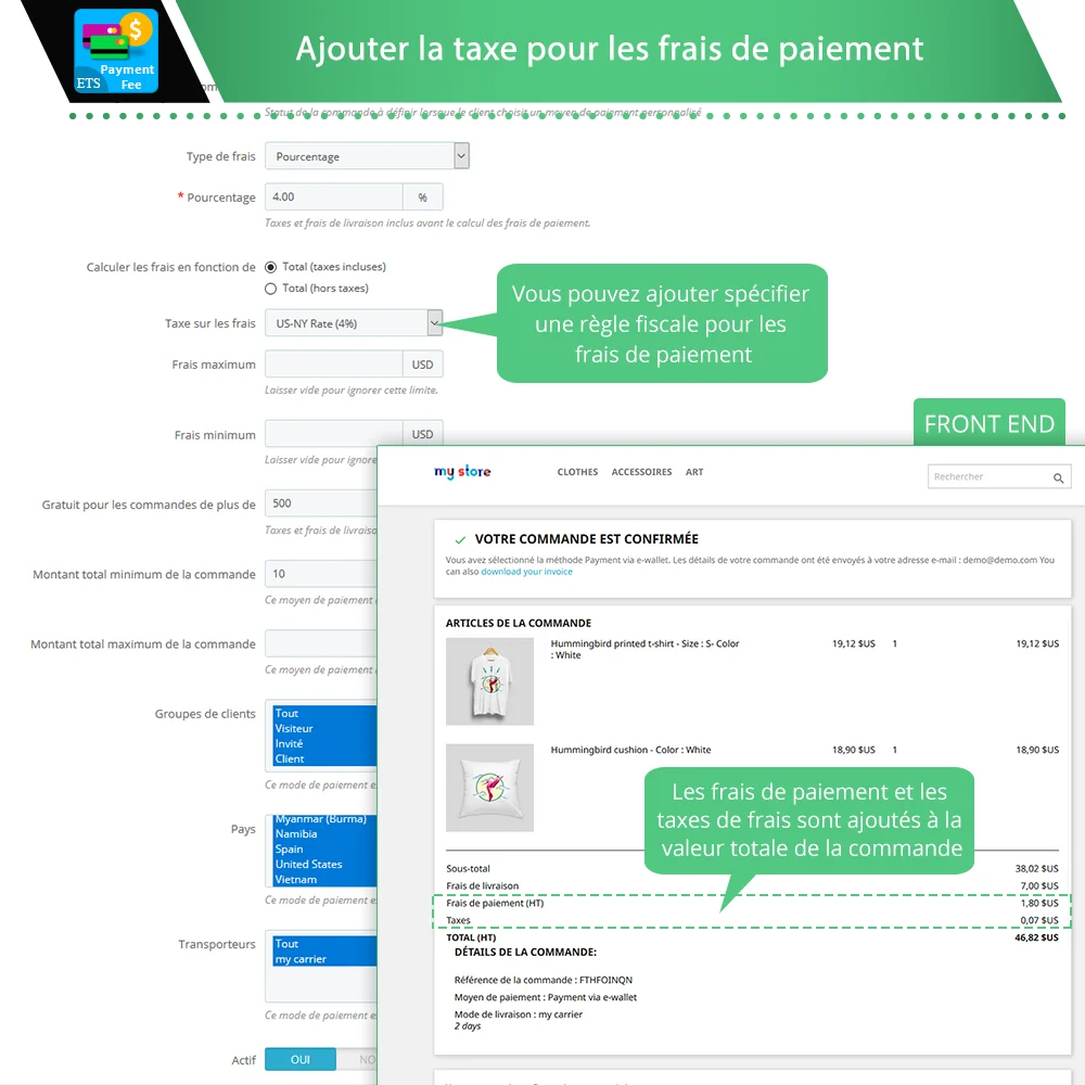 Ajoutez une taxe pour les frais de paiement à l'aide du module d'options de paiement PrestaShop