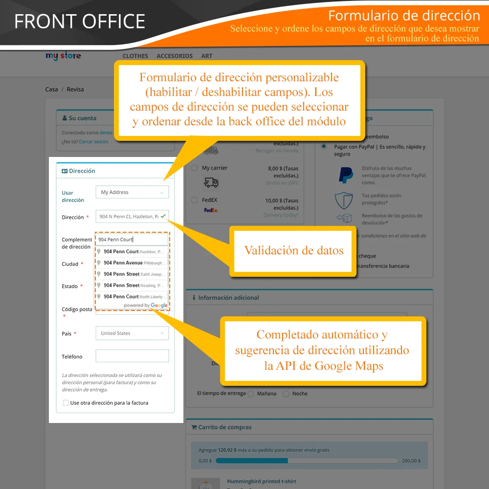 Presentación del módulo de pago de una sola página de PrestaShop