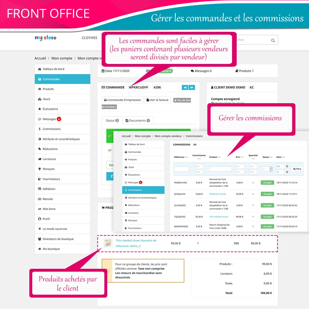 Gérer les commandes et les commissions