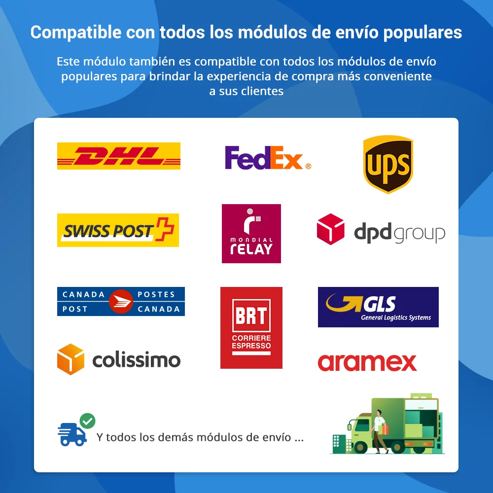 El módulo de marketplace PrestaShop (multi-vendedor) es compatible con todos los módulos de envío populares