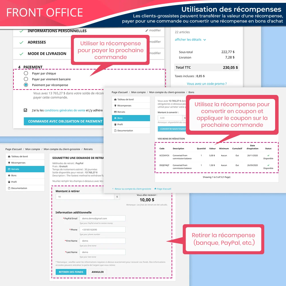 Utilisation des récompenses du client professionnel