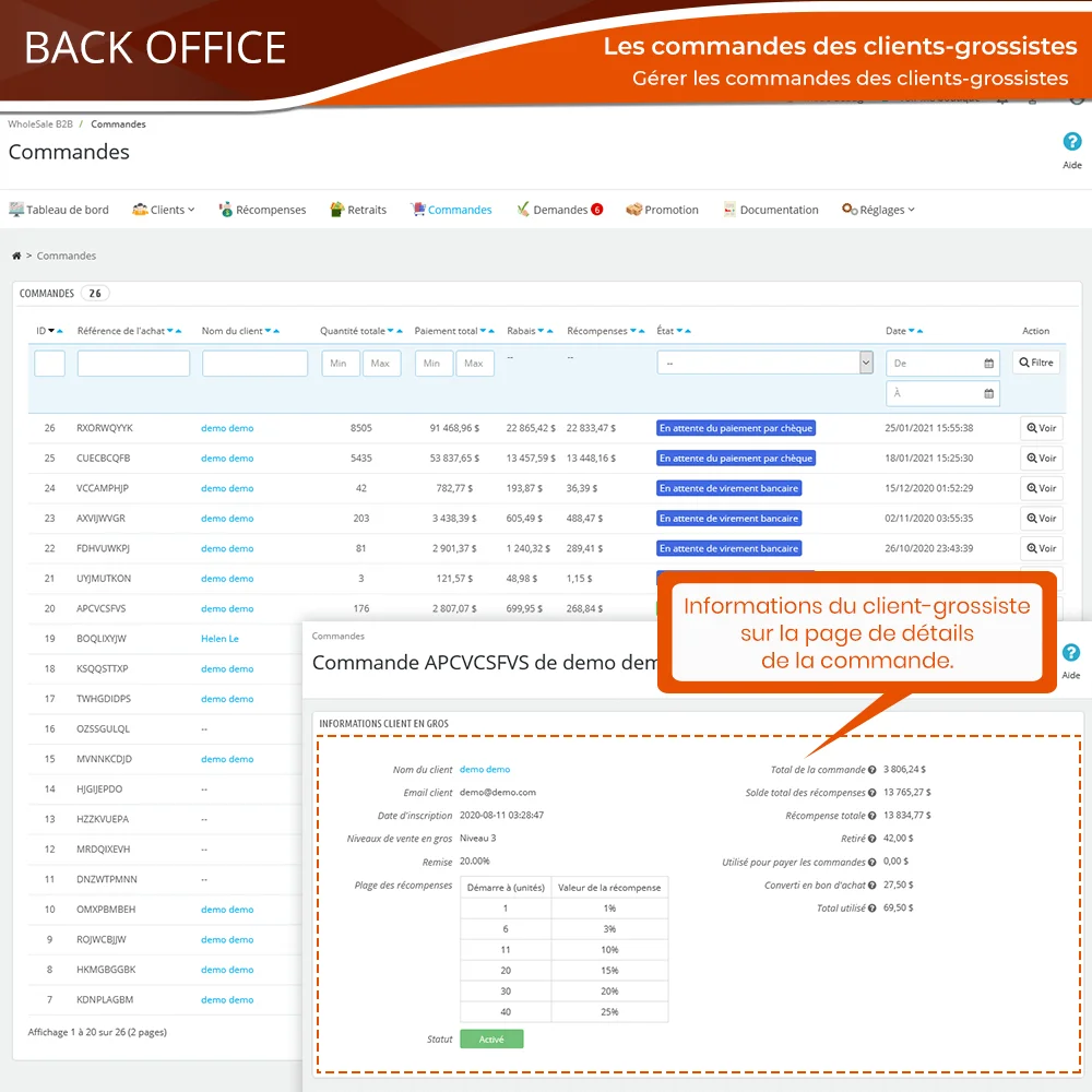 Gérer les commandes des clients professionnels