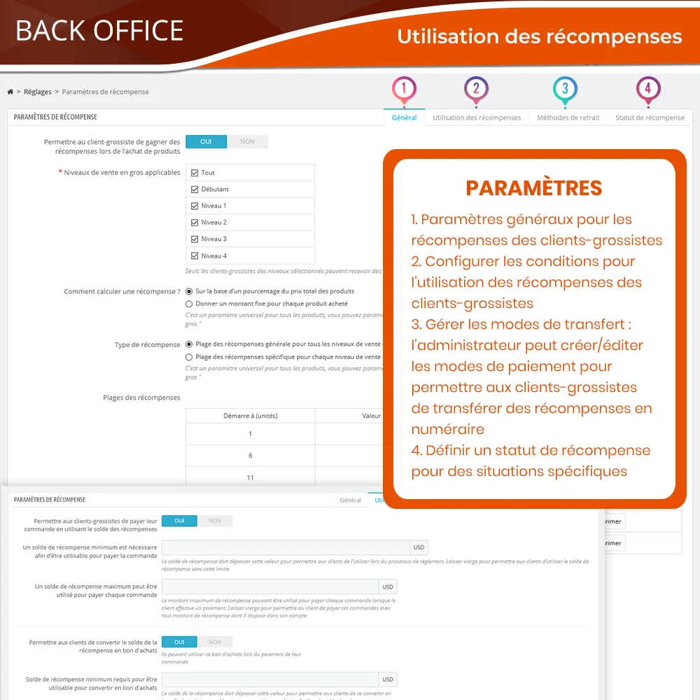 Paramètres de récompense