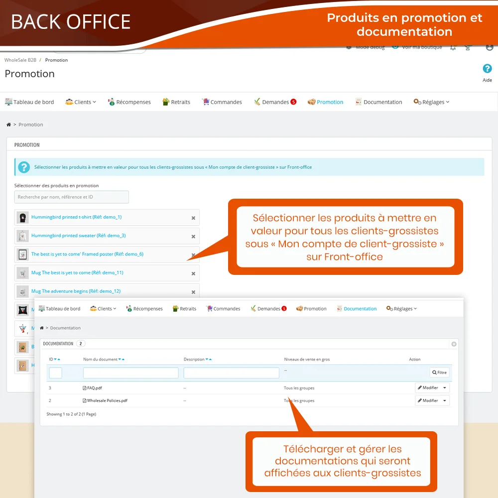 Produits et documentation promotionnels