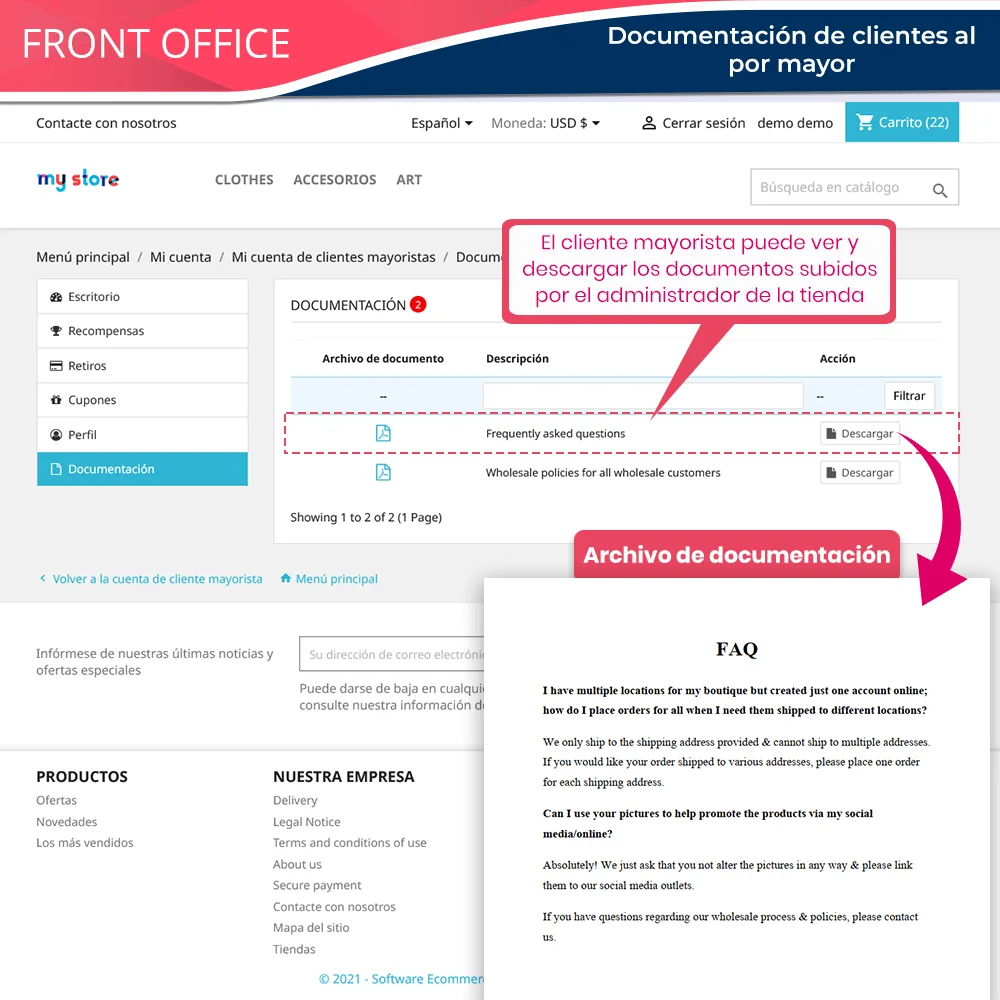 Documentación del cliente mayorista