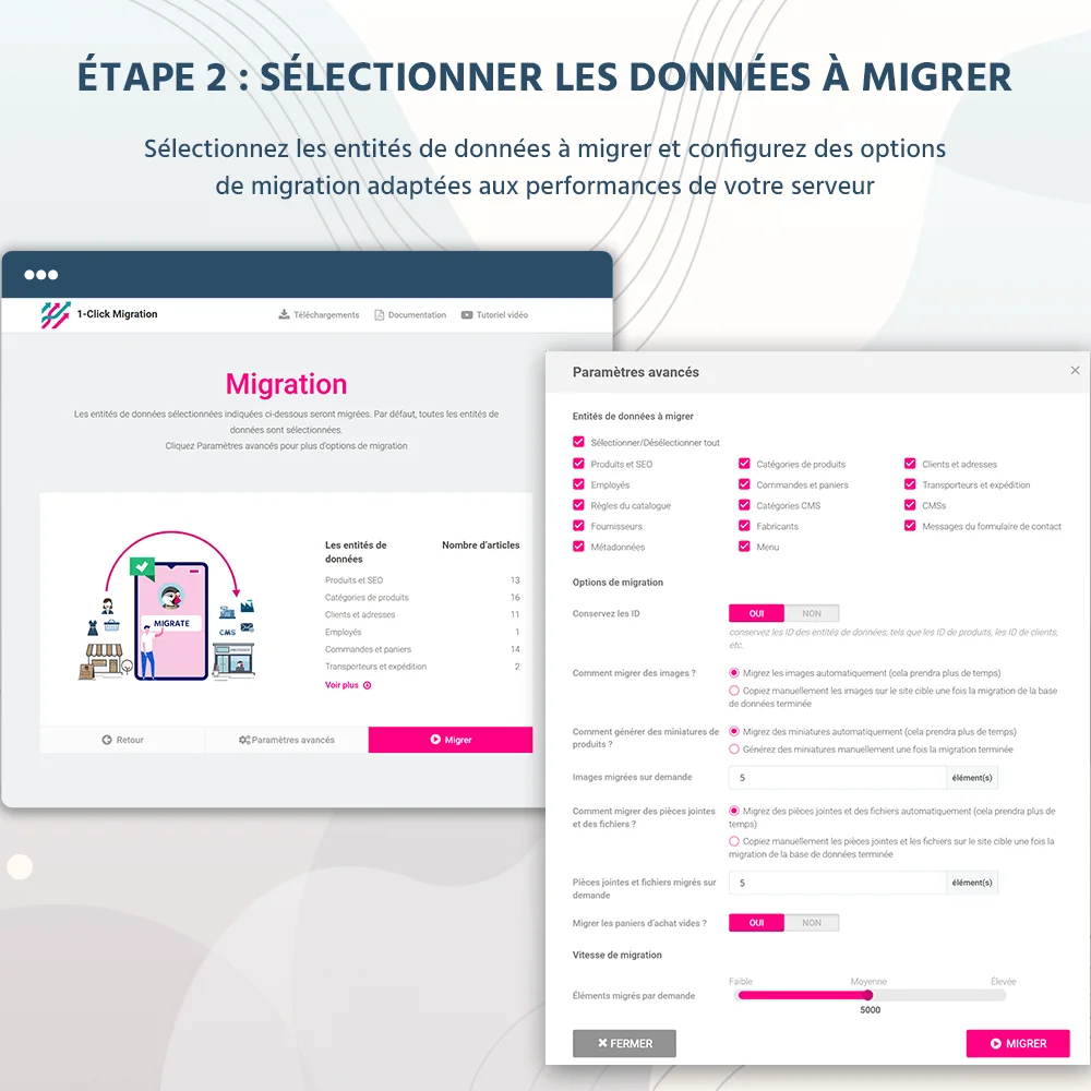 Présentez 1 Clic pour migrer ou mettre à jour - un outil pour migrer PrestaShop 1.7 vers 8