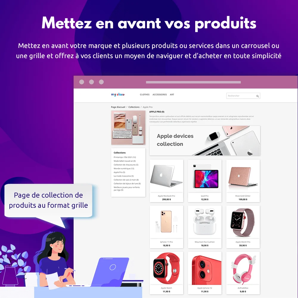 Présentez des collections de produits en disposition en grille Présentez des collections de produits en disposition en grille