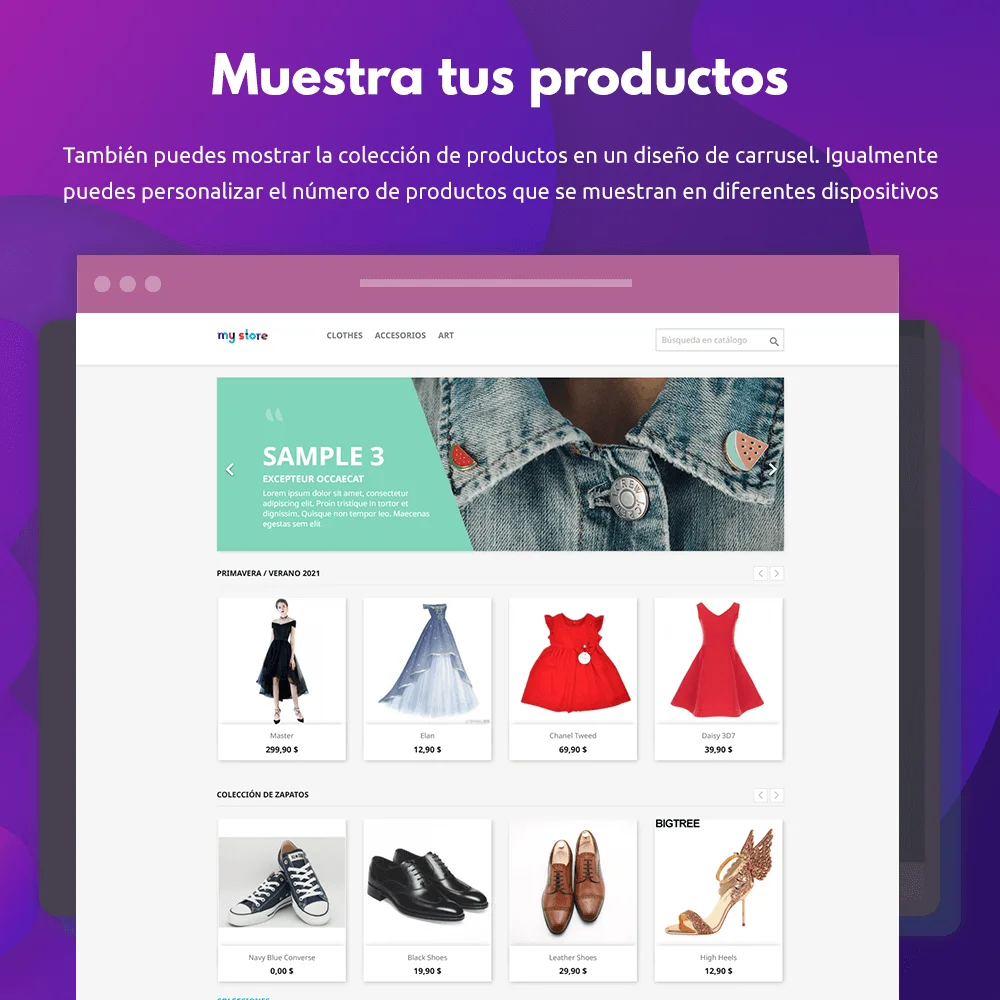 Muestre colecciones de productos en formato de carrusel