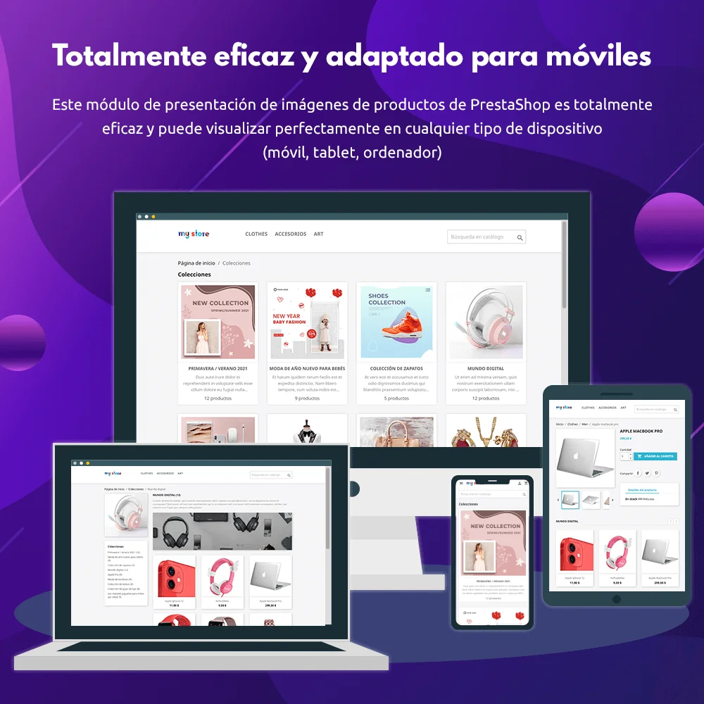 Le module de diaporama d'images de produits PrestaShop est entièrement réactif et adapté aux mobiles
