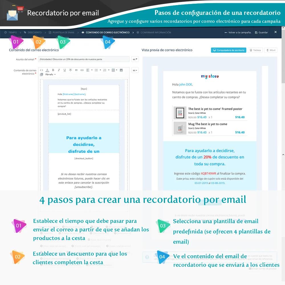 Presentación del módulo PrestaShop de recordatorio de carrito abandonado
