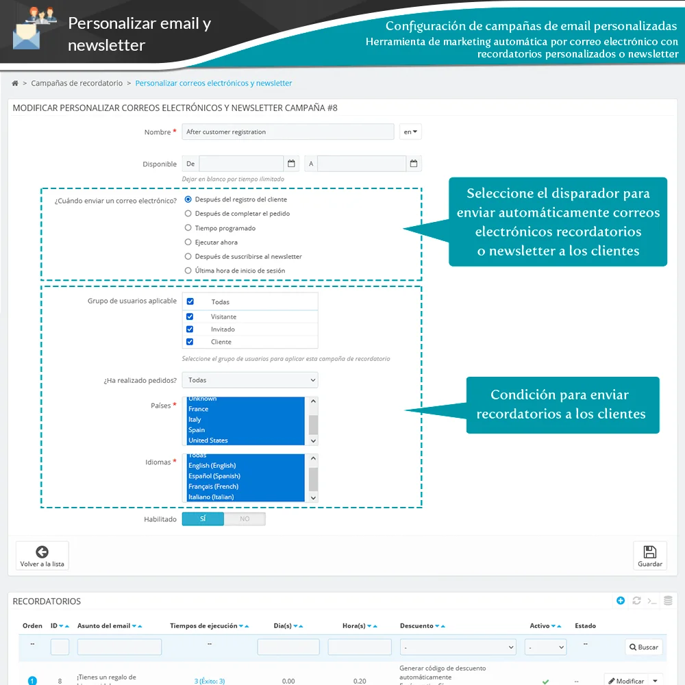 Presentación del módulo PrestaShop de recordatorio de carrito abandonado