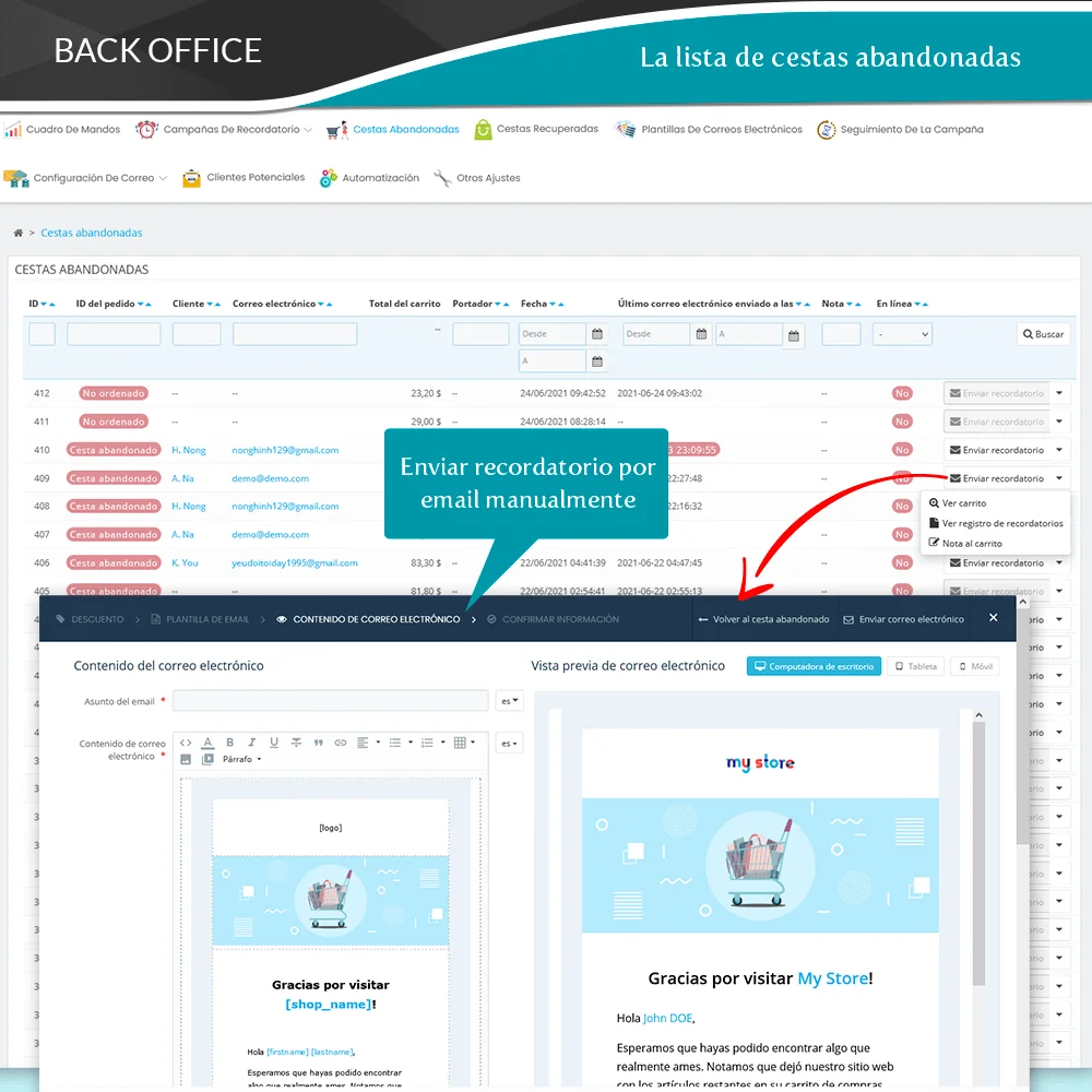 Presentación del módulo PrestaShop de recordatorio de carrito abandonado
