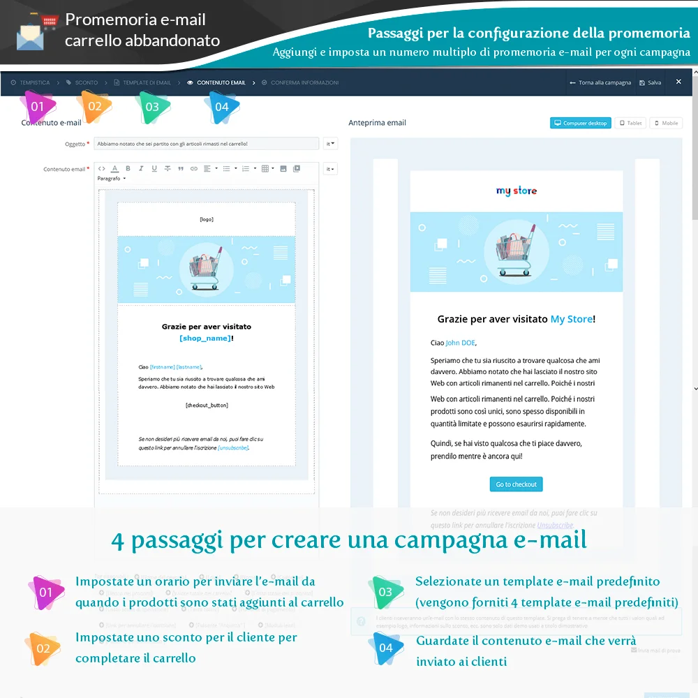 Presentazione del modulo PrestaShop di promemoria carrello abbandonato