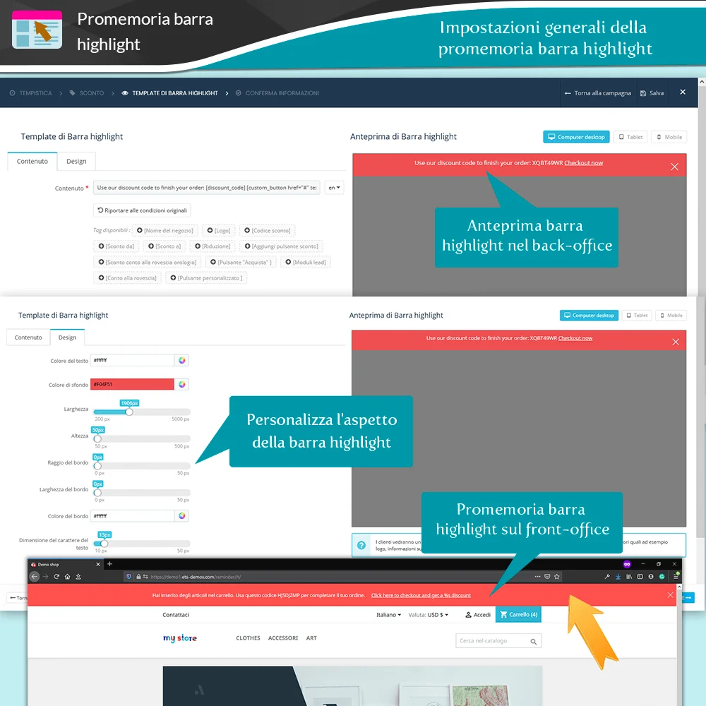 Presentazione del modulo PrestaShop di promemoria carrello abbandonato