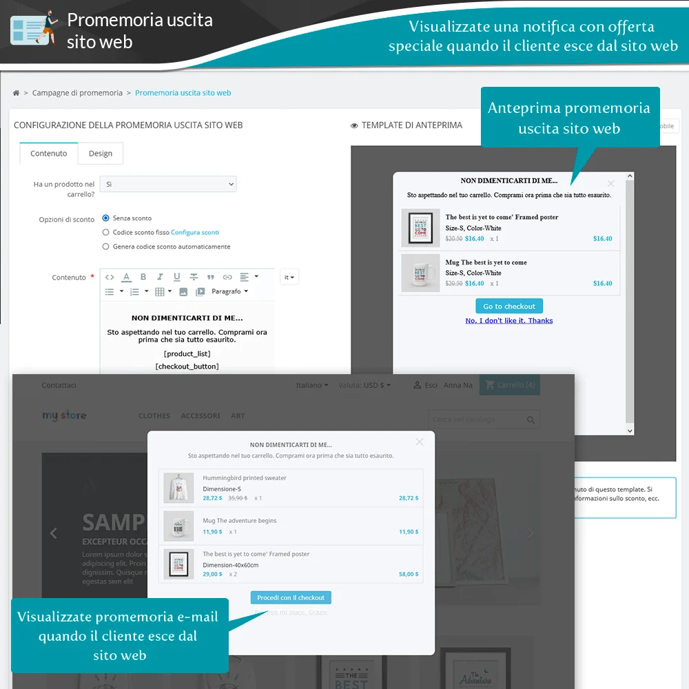 Presentazione del modulo PrestaShop di promemoria carrello abbandonato