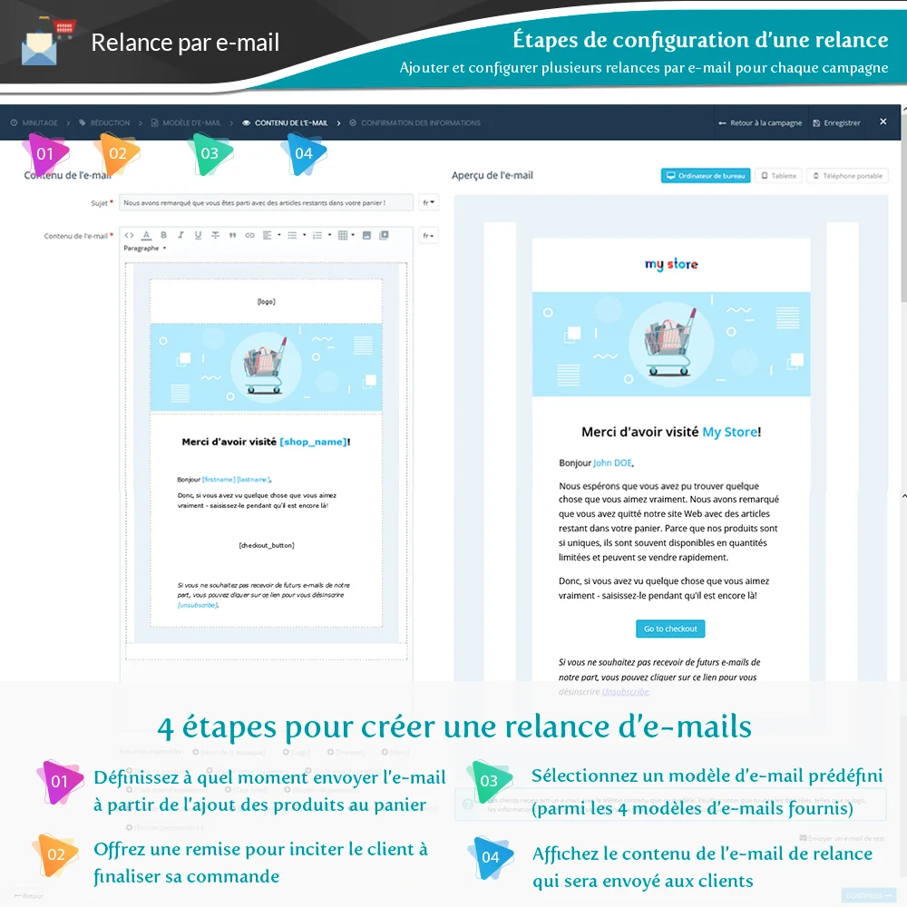 Étapes de configuration de rappel par e-mail