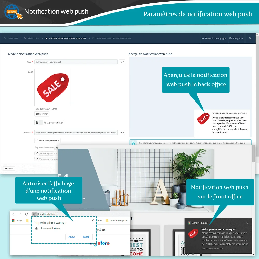 Paramètres de notification Web push