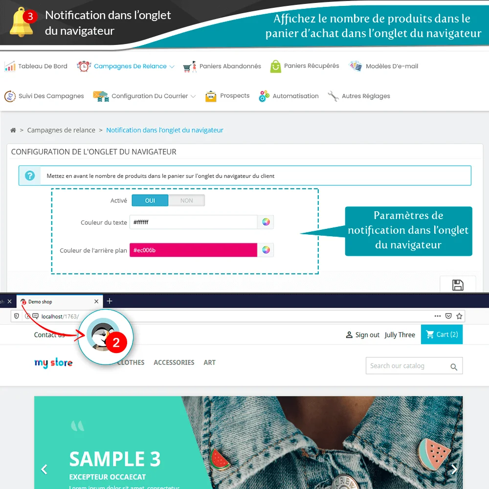 Présentation de la campagne de notification d'onglet du navigateur