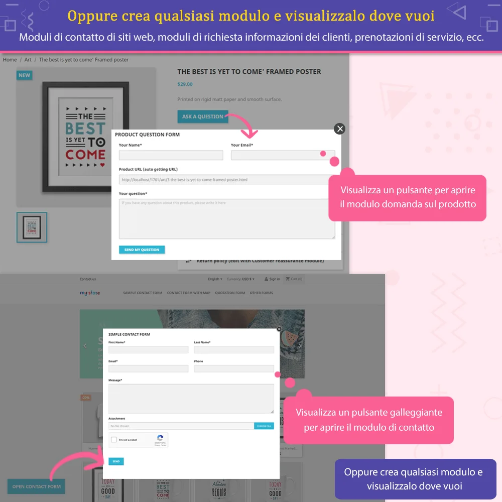 Crea qualsiasi tipo di modulo e mostralo ovunque