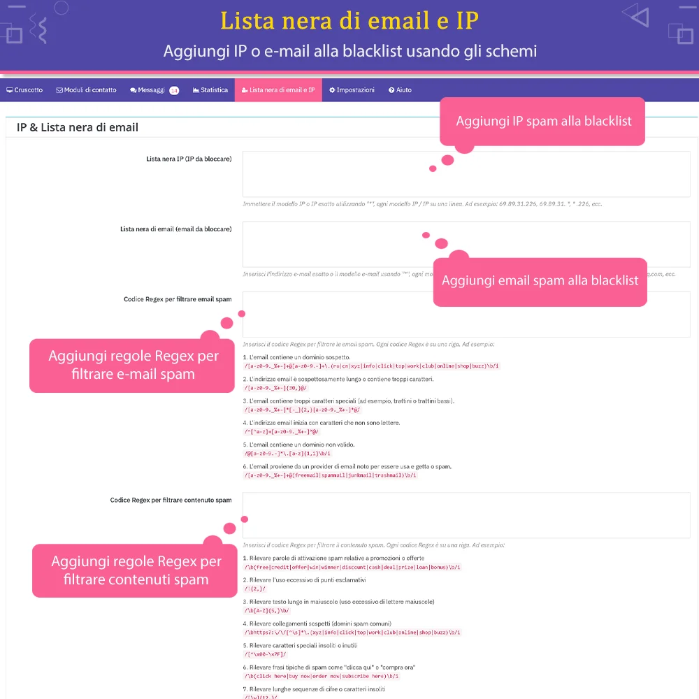 Lista nera di indirizzi IP ed e-mail