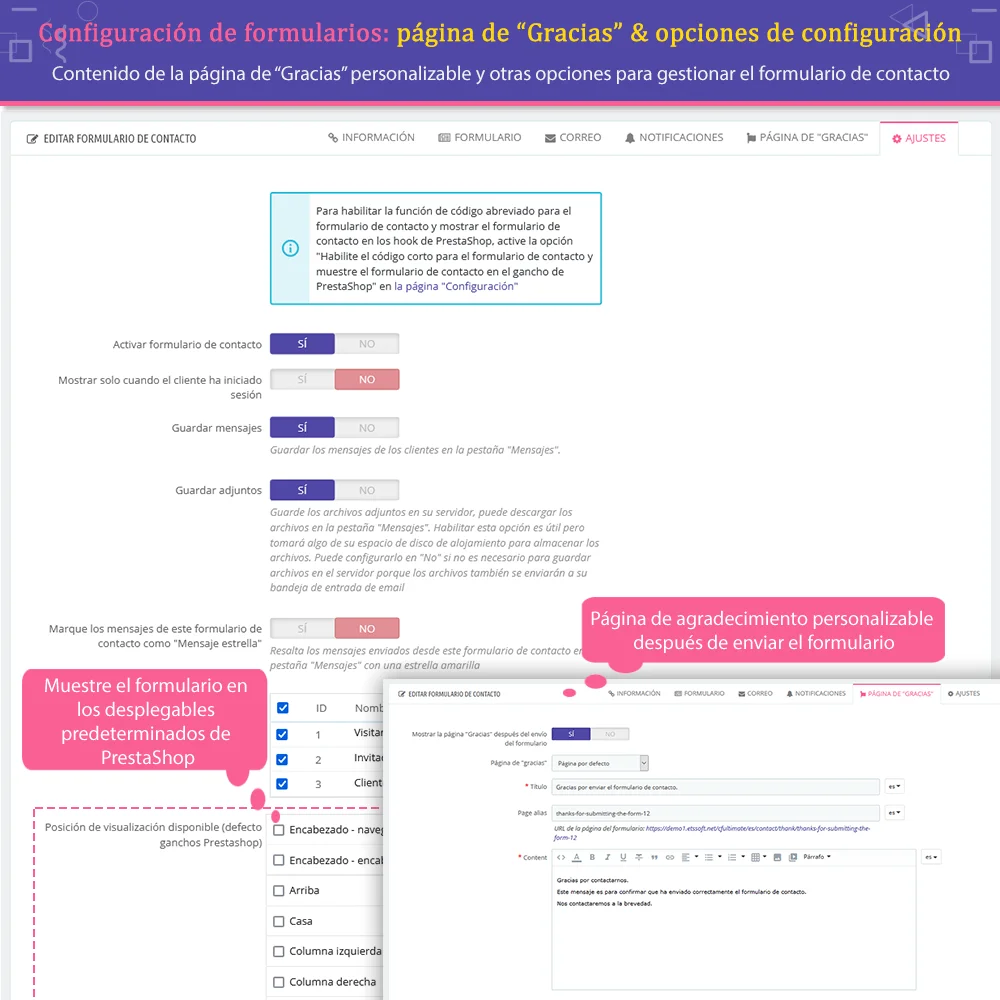 Presentación del módulo de formulario de contacto de PrestaShop