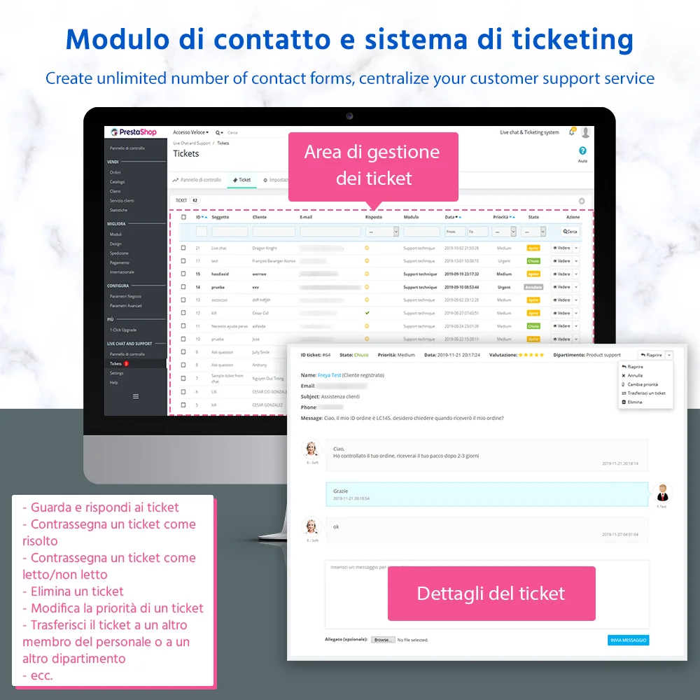 Modulo di contatto e sistema di ticket