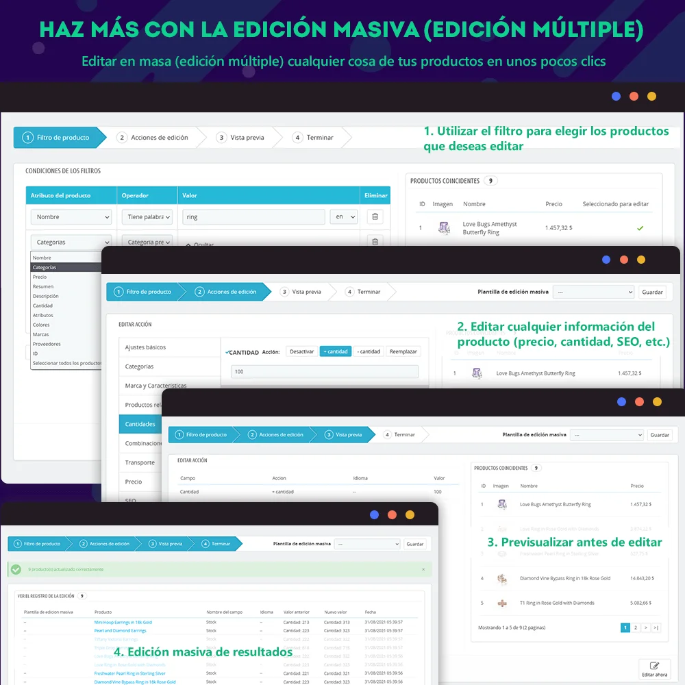 Edita múltiples información de productos en pocos clics con el módulo gestor de productos de PrestaShop Edita múltiples información de productos en pocos clics con el módulo gestor de productos de PrestaShop