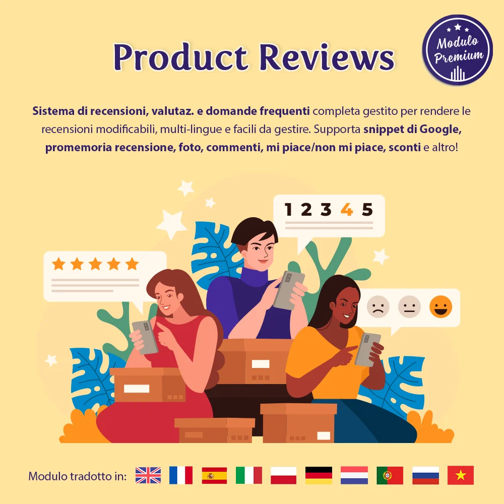 Presenta il modulo di recensioni dei clienti PrestaShop