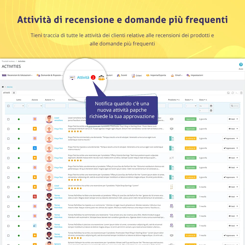 Presenta il modulo di recensioni dei clienti PrestaShop