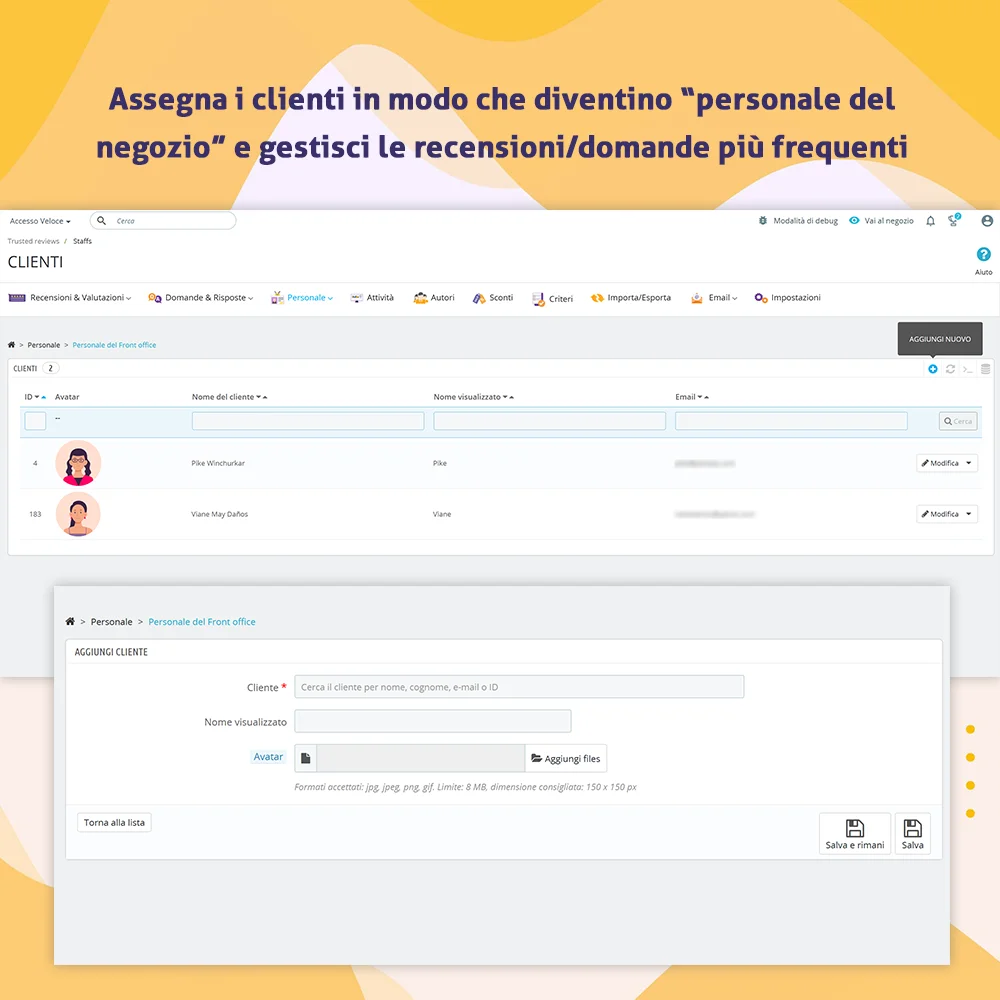 Presenta il modulo di recensioni dei clienti PrestaShop