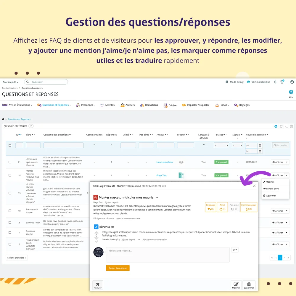 Gérez les questions et les réponses Gérez les questions et les réponses