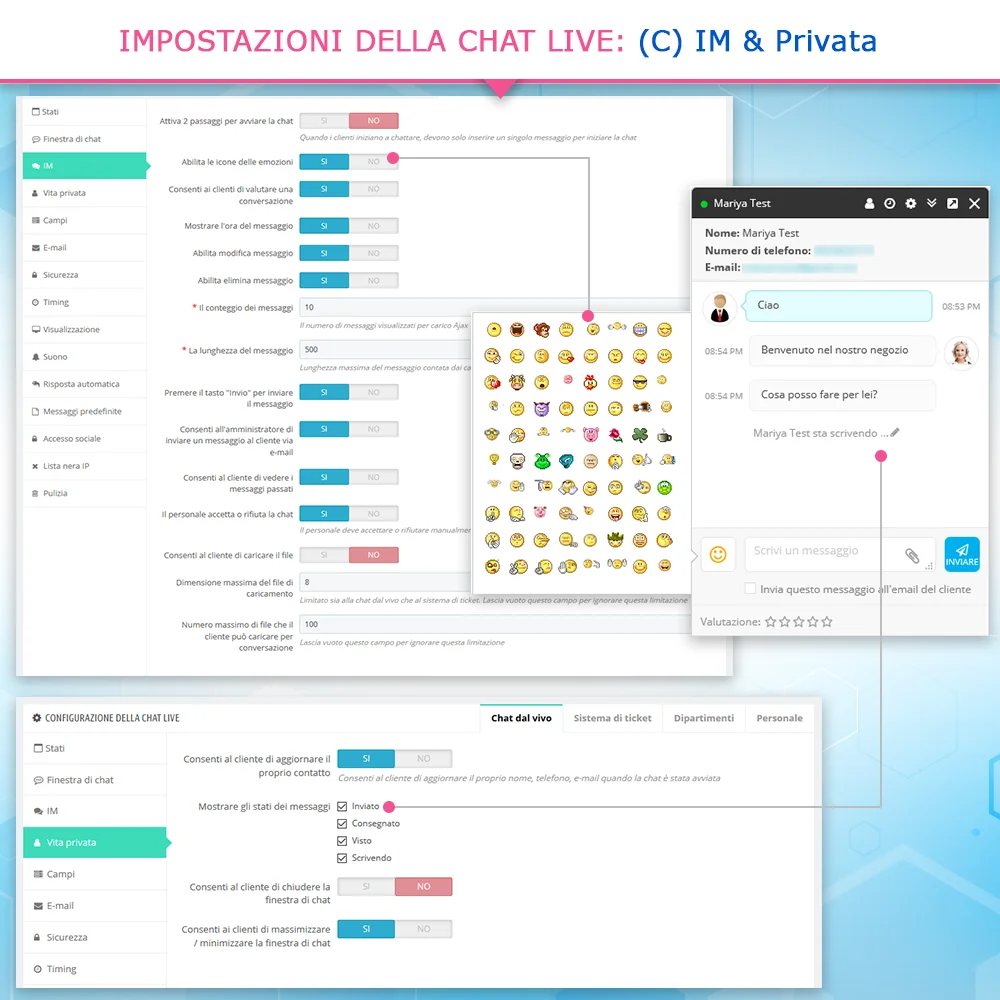 Impostazioni di messaggistica istantanea e privacy